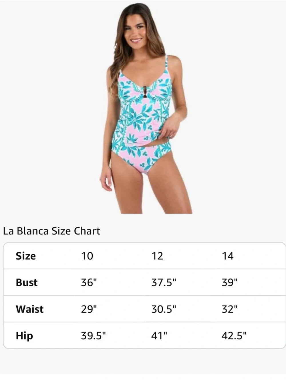 NWT La Blanca Womens Over The Shoulder Tankini Swimsuit Top - Size 10